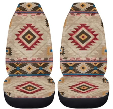 xixirimido Autositzbezüge, kompletter Satz, Vordersitz-Protektor, nur passend für die meisten SUVs, Lieferwagen, Limousinen, Lkws, Tribal Aztec Geometrie