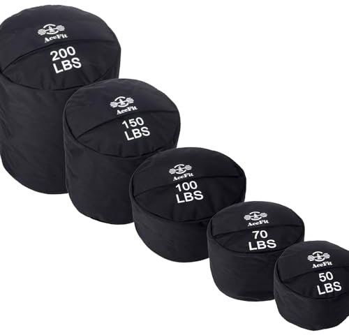 AceFit Trainingssandsack für Workout, robuste Workout-Sandsäcke, Gewichtssandsäcke für Training, Übung, militärische Konditionierung, Fitness, Cross-Training und Krafttraining (45 kg)