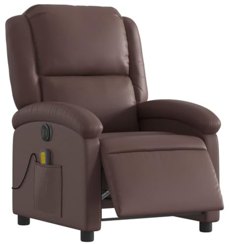 vidaXL Massagesessel Elektrisch, Sessel Verstellbare Rückenlehne Fußteil, Fernsehsessel Relaxsessel mit Liegefunktion, Liegesessel Polstersessel Ruhesessel, Braun Kunstleder