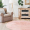 Interiyou Fargo - Teppich Wohnzimmer 120x120 cm Rund Rosa - Kurzflor Waschbar und rutschfest - Flauschiger Fellteppich aus Kunstfell - weicher Langflor Fell