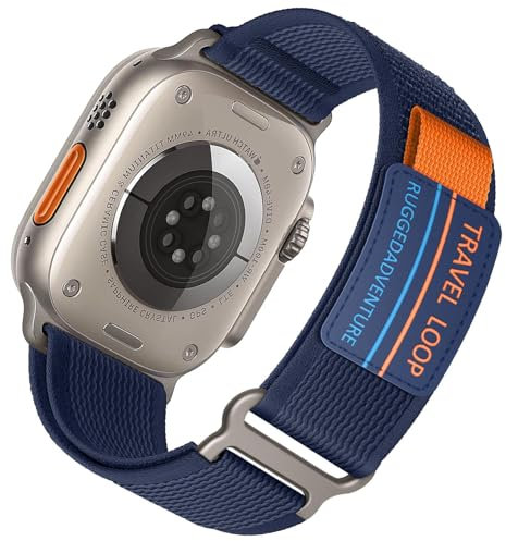 Trail Loop for Apple Watch Ultra/2 - Compatible with Series 10 9 8 7 6 5 4 3 SE/2 Strap, 49-38mm iWatch, Men/Women Nylon Sport Band - Midnight Blue/L
