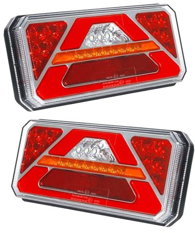 Yinaolan LED-Anhängerbeleuchtung hinten 12 V, 2 Stück, wasserdichte Anhänger-LED-Leuchten mit 5 Funktionen für Wohnwagen, Traktor, LKW, Van, Wohnmobil