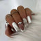 JUSTOTRY 24 Pcs Glitter Press on Nails Coffin with Diamond Designs,White False Nails Long,Pretty Ballerina Stick on Nails for Women,Glossy French Fake Nail Medium for Nail Art Gifts