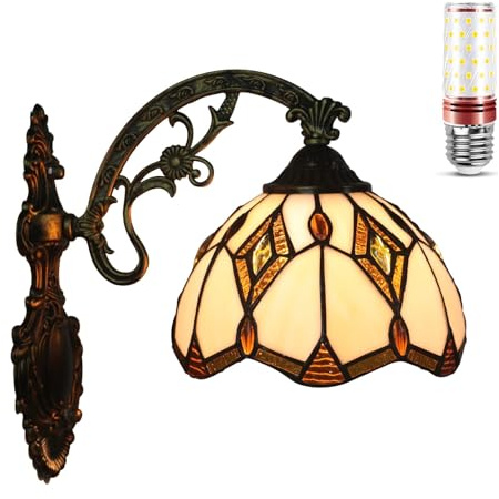 Uziqueif Wandleuchte Innen, Wandlampe mit Glühbirne 1 Stück, 8 zoll wand lampen Wandlicht für Wohnzimmer Schlafzimmer TreppenhausFlur Wandleuchten, Baroque b