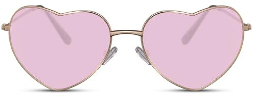 Cheapass Damen-Sonnenbrille, herzförmig, modisch, UV400-geschützt, Ca: 015 - Gold, Medium
