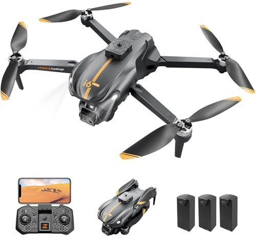 Mingfuxin Drone Con Cámara Para Principiantes, 5G Wifi PV Drones Plegables Rc Quadcopter Con Evitación De Obstáculos, Motor Sin Escobillas, Encendido Y Apagado Con Una Tecla, Giros De 360°