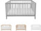 Lantigo Babybett 120x60 cm Grau Gitterbett Buchenholz Massivholz Kinderbett mit Lattenrost höhenverstellbar 9 Stufen für Neugeborene und Kleinkinder inklusive Matratze