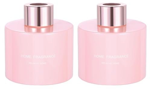 sourcing map 2pcs Empty Glass Diffuser Bottle 140ml/4.7oz Refillable Fragrance Accessories Aromatherapy Jar Container for Replacement Reed Diffuser DIY Home Bathroom Pink with Gold Tone Cap