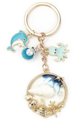 Tranbath Schlüsselanhänger Delfin Blauer Schlüsselring Mädchen auf dem Delphin Ozean-Anhänger Frauen Schlüsselanhänger Silber, Süßer Schlüsselanhänger mit Tiermotiv, Geschenk Einschulung