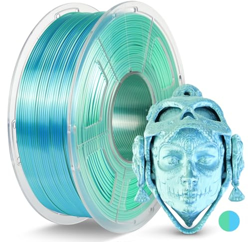 JAYO Silk PLA Filament 1.75mm 1.1kg, Dual-Color PLA Blau/Grün | Seidenglanz & Einfach zu Drucken, Starke Schichtdeckung, Maßgenauigkeit +/- 0.02 mm Präzision für 3D-Drucker
