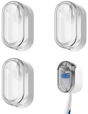 GIONAR 4 Stück Zahnbürstenhalter, Toothbrush Holder, Zahnbürstenhalter Wand, Zahnbürstenhalter Elektrische Zahnbürste, Wand Zahnbürstenhalter mit Abdeckung für Badezimmer (Weiß Hellgrau)
