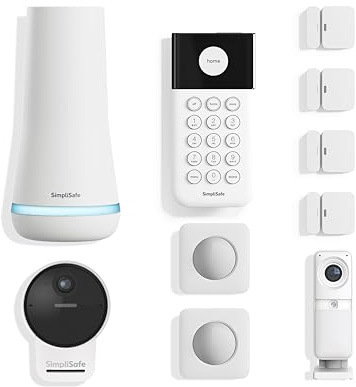 SimpliSafe 10 Piece Wireless Home Security System with Outdoor Camera- Optional 24/7 Professional Monitoring - No Contract - Compatible with Alexa and Google Assistant