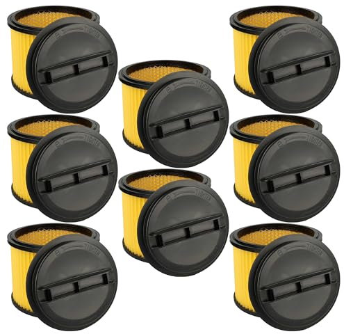 vhbw 8x filtro a pieghe piatte compatibile con Einhell TH-VC 1820 S, TH-VC 1815, TH-VC 1820/1 S, TE-VC 2340 SA aspirapolvere - giallo/nero