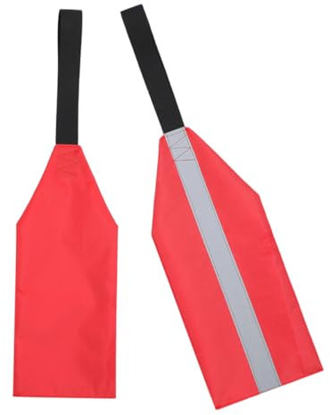 Toyvian 2pcs Kayak Safety Flags Reflective Oxford Cloth, Kayak Towing and Canoe Trailer Accessories, Red Vertical Reflective Stripes for Water Sports and Boating Safety