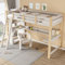 Merax Hochbett 90x200cm, Etagenbett Kinderbett mit integriertem Schreibtisch & Regalen, Platzsparendes Stockbett mit Schutzleisten & Lattenrost, Funktionsbett für Jugend, Ohne Matratze, Weiß & Natur