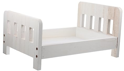 Holzbett Fotorequisite für Neugeborene, Dekorativ, Weiß, Robust | Vintage Design, Sicher und Stabil, 1 Stück für Babyfotos und Studioaufnahmen