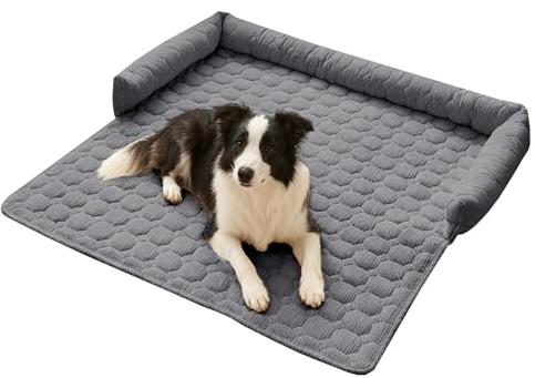 BUERPINKING Hundedecke Sofa, Hundebett Waschbar - Hundedecke rutschfest, 75Cm Universelles Haustierbett Mit Nackenrolle Flauschige Hundematte Für Kleine & Mittelgroße Hunde (Dunkelgrau)