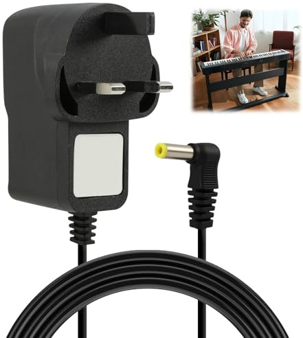 9.5V 1A Keyboard Power Adapter Compatible with Casio Models SA LK CTK WK CT S CT X Series, Keyboard Power Supply with 4.8mm x 1.7mm Plug Center Positive AC DC Replacement Charger, 2m Cable Length