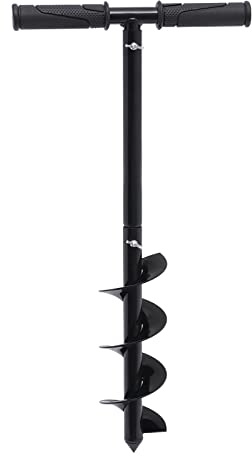 BRICZUNA Manual Post Hole Digger Garden Auger Drill Earth Auger Post Hole Digger with Non-Slip Handle, Hand Auger Drill for Planting Spiral Drills for Deep Cultivating Seedlings Planting Trees, 24''H