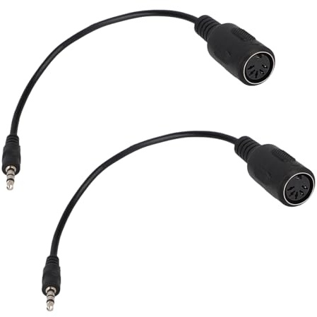 BTFO 2uds Adaptador MIDI Tipo A a 3,5mm | 15cm Cable Breakout MIDI Hembra a TRS 3,5mm Macho Convertidor de Audio para Teclados Sintetizadores & DAWs(Negro)