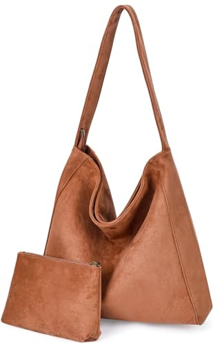 SUPECHUNYI Handtasche Damen Schultertasche Groß Tote Bag Shopper Tasche Damen mit Reißverschluss Handbags for Women für Arbeit Uni Einkaufen Alltag Reisen Braun