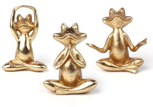 Pemarcy Yoga Frosch Figuren Deko Wohnzimmer, Modern Dekoration Innen Outdoor, Harz Ornamente Frosch Statue für Schlafzimmer Eingangshalle Bücherregal Garten Balkon Terrasse Frühlingsdeko (D)
