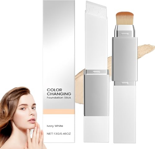 DOVBAN 13g Color Changing Foundation Stick Mit Bürste,Full To Medium Coverage Base Makeup,Farbwechselndes Make-Up,Geeignet Für Alle Hauttypen (Dunkle Hautfarbe)