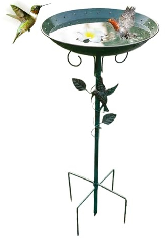 Vogelbad aus Metall für den Außenbereich, Futterschale für Vögel, multifunktional für Kolibris, Garten, Balkon, Außenbereich, Terrasse, Rasen,