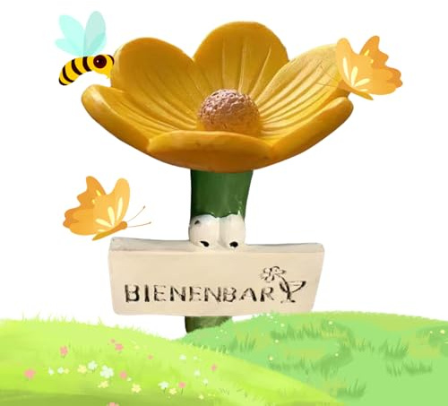 Bienengießstation - Harz Blume Bienen Becher für Garten, Wildbestäuber Wasserspender, Outdoor Insekten Trinkstation für Schmetterlinge & Bienen (Gelb)