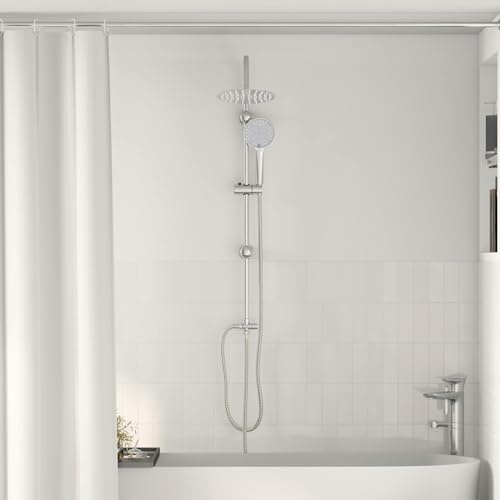Ordellia Silbernes Duschsystem aus Edelstahl 47 x 20 x 95 cm, Regendusche mit 2 in 1 Kopfbrause und Handbrause, verstellbarer Duschkopf, für Badezimmer und Gästeunterkünfte