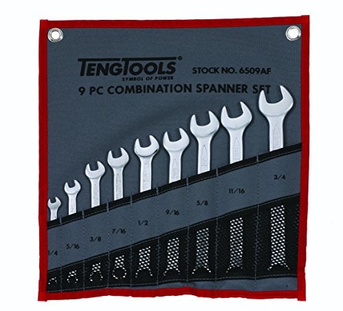 Teng Tools - 9 Piece SAE Combination Spanner Set 1/4 to 3/4 Inch - 6509AF