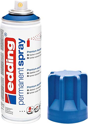 edding 5200 spray permanent - bleu gentiane mat - 200 ml - peinture acrylique pour peindre ou décorer verre, métal, bois, céramique, plastique, toile - peinture acrylique en aérosol