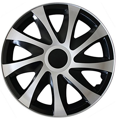 Eight Tec Handelsagentur (Farbe & Größe wählbar) 15 Zoll Radkappen, Radzierblenden Draco Bicolor (Schwarz/Silber) passend für Fast alle Fahrzeugtypen (universal)