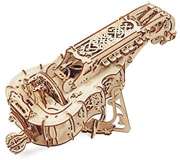 Ugears Hurdy-Gurdy 3D Puzzle - Musical Instrument Wooden Model Kits for Adults to Build - Fully Functional Medieval String Instrument - 3D Wooden Puzzles for Adults Gifts for Fathers Day - 292 Pcs