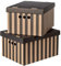 SOFTILLO Pack of 2 Decorative Storage Boxes With Lids Home Office Bedroom Wardrobe Box Organiser Archive Box with Lid Multi-Use General Storage Archive Box with Lid Stylish Set XLarge Black Stripes