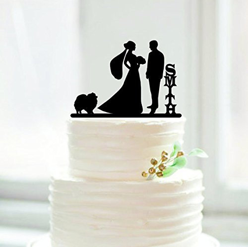 Personalisierte Braut und Bräutigam Kuchen Topper mit Nachnamen Hochzeitstorte Topper mit Hund Hochzeit Toppers Party Dekoration Mariage