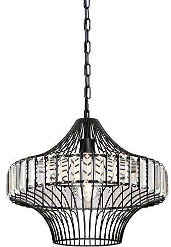 Westinghouse Lighting Pendelleuchte, 1-flammige Vintage Deckenleuchte,E27 Retro mattschwarz/Kristallglas,Für Esszimmer Küche Wohnzimmer Bar Restaurant