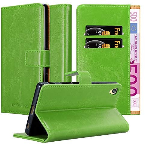 Cadorabo Hülle kompatibel mit Sony Xperia Z5 Premium aus Premium Kunst Leder Flip Klappbare Stoßfeste Magnetische [Standfunktion] [Kartenfächern] Cover Hülle für Sony Xperia Z5 Premium Tasche in Grün