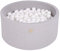 MEOWBABY Piscina de Bolas 90X40cm/300 Bolas ∅ 7Cm Piscina de Bolas Certificada para Niños Hecha en EU (90 x 40 cm/Gris Claro: Todo Blanco)