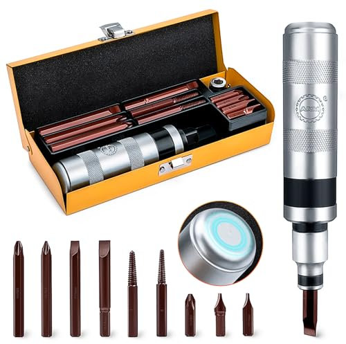 AKM 1/2-Inch Drive Hand Manual Reversible Impact Driver Set Extractor-12 PCS Impact Screwdriver S2 Steel Much More Durable Disengage Rusted Fasteners or Frozen Bolts