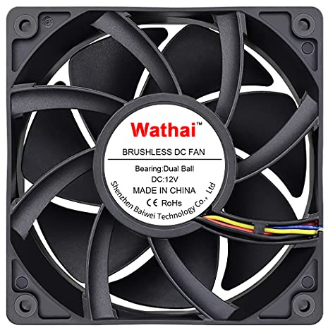 Wathai PWM 12038 120mm*38mm Computer Case Fan 12V 4 Pin 5300RPM High Air Flow Dual Ball CFM FG DC Brushless Cooling Fan