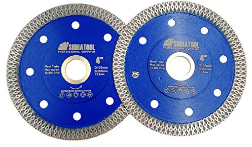SHDIATOOL Diamond Cutting Disc 2PK 105mm / 4 Inch Super Thin X Mesh Turbo Saw Blade for Tile Marble Ceramic Porcelain
