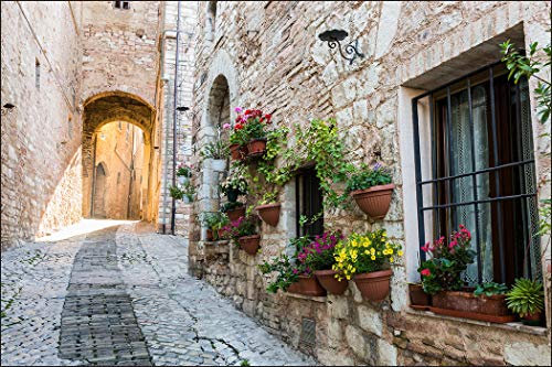 Muralo Fototapete Stadt 210 x 315 cm Vlies Tapete Wandtapete Italienische Gasse Steinwände Steinoptik Wohnzimmer Schlafzimmer Moderne Wandbild Architektur Wand Dekoration