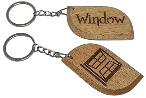 S M Gift Shop Window Key Fob Engraved Wooden Keyring Keychain Made to Last