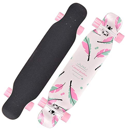 YEENUO Skateboard Komplettes Skateboard Longboard Skateboard Cruiser Board Longboard Drop Through , Cruisen, Kurvenfahren, Freeride Slide, Freestyle und Downhill Freestyle Cruiser für Teenager oder