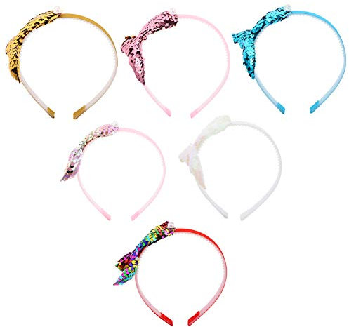 Minkissy 6st Meerjungfrau Stirnband Meerjungfrauen-haarbänder Für Mädchen Blumenstirnband Meerjungfrau Flossen Haarband Pailletten Haarreifen Kleidung Prinzessin Fräulein Pailletten