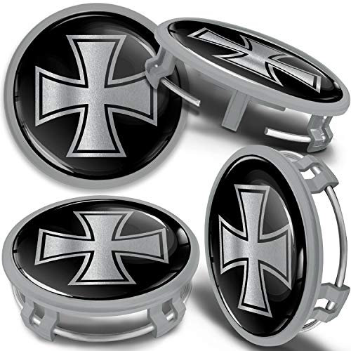 SkinoEu 4 x 75 mm Nabendeckel Felgendeckel Kompatibel mit Mercedes Benz Radnabenabdeckung Nabenkappen Felgenkappen Radkappen Alufelgen B66470207 / B66470200 Silber Schwarz CMS 4