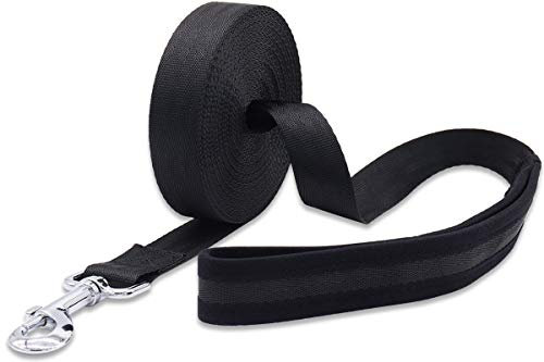 Leeyunbee 15M Cuerda de Adiestramiento para Perros, Correa de Perro Resistente Robusto, Correa Perro Larga Nylon, Correa de Entrenamiento para Perros Grandes y Pequeños (Negro)