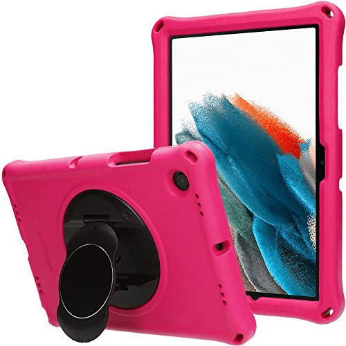 TECHGEAR Bumper+ Case Compatible with Samsung Galaxy Tab A8 10.5 2022 (SM-X200 / SM-X205) Rugged Shockproof Soft Protective Easy Grip Body Case with Stand, Holder, Screen Film, Kids Proof Case [Pink]