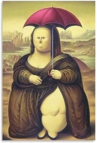 5D Diamant Painting Set FüR Erwachsene Und Kinder Mona Lisa von Fernando Botero Bild DIY Diamond Painting Kristall Strass Diamant Stickerei GemäLde 15.7x19.7(40x50cm) Kein Rahmen